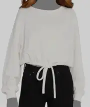 $330 Alice + Olivia Women's Wool White Bernetta Cropped Pullover Sweater Size S