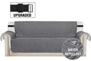 Couch Cover Water Repellent Cotton Finishing Quilted Furniture Sofa Protector Cover Pet Friendly, Multi Size 1/2/3/4 Seater and Recliner, Grey/Beige