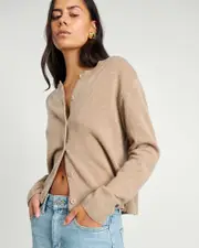 [Jag] Jag Women's Long Sleeve Wool Cardigan Sweater In Bark Brown Size 10 10 Brown