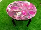 24" Agate Coffee Table, Natural Agate Round Table Top
