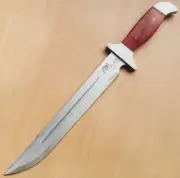 25cm AK47 Style Fixed Blade Knife Machete Full Tang Wood Handle Leather Sheath