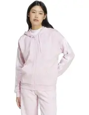 [Adidas] Essentials 3-Stripes Full-Zip Fleece Hoodie in Clear Pink