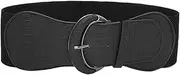 [VANANA] Elastic Waist Belt Black Vintage Wide Corset Waspie Stretchy Belt Leather Waistband Hook Buckle Fastening