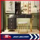 Dressing Table with Mirror & Lights Makeup Vanity Table Drawers & Shelves Black