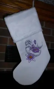FLORAL FANTASY MERMAID, Beach, Lorelei HANDMADE EMBROIDERED CHRISTMAS STOCKING