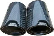 1Pair Car Modification Exhaust tip Tail Throat Stainless Steel Carbon Fibre Exhaust Tip With Matt Carbon Fiber Muffler Tip(1Pair 63-89mm Black)