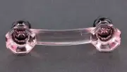3" Octagon Glass Pull Pink with Oil Rubbed Bronze