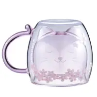 在飛比找蝦皮購物優惠-星巴克 櫻花🌸貓咪 雙層玻璃杯（全新品）