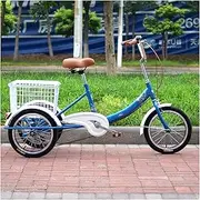 Three Wheel Bike, 16Inch Tricycle 3 Wheel Bikes for Adults with Basket for Recreation Shopping Picnics Exercise Men's Women's Cruiser Bike Cycling Pedalling