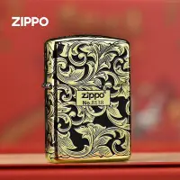 在飛比找Yahoo!奇摩拍賣優惠-Zippo煤油打火機之寶正版黑金唐草打火機Zippo收藏禮物