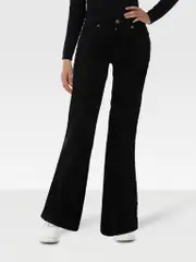 Black Corduroy Flared Trousers
