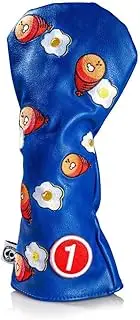 [Pins & Aces] Golf Co. Ham & Eggs Driver Wood Head Cover - Premium, Hand-Made Leather 1W Headcover - Funny, Tour Quality Golf Club Cover - Style and Customize Your Golf Bag