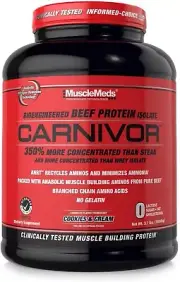 MuscleMeds Carnivor Beef Protein Isolate Powder, Cookies & Cream, 56 Servings, 1
