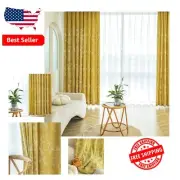 Linen Textured 84" Floral Grommet Curtains - Light Filtering Drapes, Pack of 2