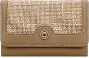 [Star Tok] Women's Clutch Wallet, PU Leather Woven Print Credit Card Holder, Tri-fold Zipper Coin Purse with ID Window (Brown)
