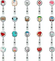 20 Pcs Nurse Badge Reels Retractable Nursing ID Holder with Clip for Nurse Doctor Teacher Student Office Worker Gifts (Multicolor)