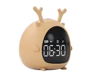 F20 Creative Smart Deer Shape Alarm Clock Usb Voice Control Desktop Digital Led Clock Mini Electronic Cartoon Alarm Clock