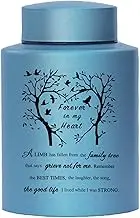 BRUKUSUR 6 Inches Small Urn for Human Ashes - Stainless Purple Mini Cremation Keepsake - Memorial Ashes Container - Blue