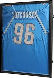 Sboitflmm Jersey Frame Display Case - Football Jersey Display Frame - Lockable Jersey Shadow Box with UV Protection Acrylic Door and Hanger for Hockey Soccer Basketball Baseball Shirts, Black