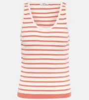 [Max Mara] Max Mara Show striped cotton crêpe tank top UK 18 red
