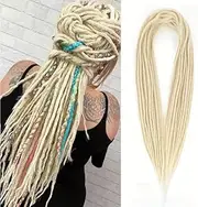 24 inch Blonde Double Ended Dreadlock Extensions 15 Strands Soft Synthetic Handmade Braid Dread Extensions