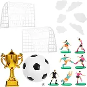 HOUDERCO 1 Set Soccer Cake Toppers Unique Football Birthday Decorations for Parties Ball Trophy Fun Miniature Landscape Use for Celebrations