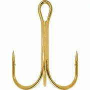 (3-25/pk)-SouthBend Size 14 Gold Treble Fish Hooks, Fresh Water Fishing. 25GT-14