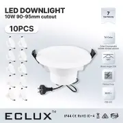 15PCS Dimmable LED Downlights 90mm 10W Tri Colour Ceiling Light Day Light Modern