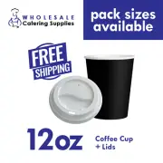 Disposable Coffee Cups with Lids 12oz Take Away Cafe