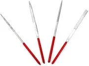 4pcs file round file diamond file flat file finishing and grinding file whatch file, Red, One size