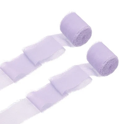 2 Rolls Chiffon Ribbon, 1.5 Inch x 5 Yard Silk Ribbon, Purple