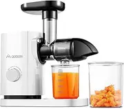 AOBOSI Slow Masticating Juicer, A Juicer Machines with Quiet Motor/Reverse Function/Easy to Clean Brush - Delicate Crushing Without Filtering - Cold Press Juicer for Fruit and Vegetable, White