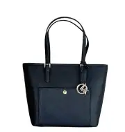 MICHAEL KORS JET SET ITEM MEDIUM TOP ZIP POCKET TOTE SHOULDER BAG BLACK