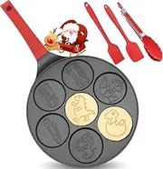 Dinosaur 7-Cup Egg Pan Omelet Pans Pancake Pan for Kids Nonstick Egg Cooker, Dino Cars Trucks Omelette Crepe Pancake Maker, Black