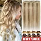 One Piece THICK Clip In Remy Human Hair Extensions Weft Full Head Balayage THICK