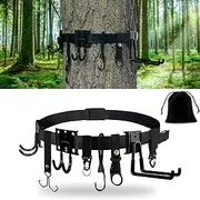 JoyPcsTable Treestand Strap Gear Hangers, Multi-Hook Accessory Holder for Bow Hanger, Tree Stand Accessories Holder with 8 Hooks, for Gears Bow Quiver Backpack Tree Saddle Bottle, with Storage Bag