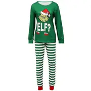 Christmas Grinch Family Matching Pyjamas Pajamas Set Top Striped Pants Outfit Suit Sleepwear Xmas Nightwear For Men Women Kids Baby V Mom 6-7 Years