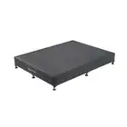 Mattress Base Ensemble King Size Solid Wooden Slat in Black with Removable Cover