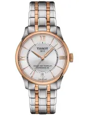 [Tissot] Chemin des Tourelles Powermatic 80 34mm T1392072203800 Watch in Silver/Rose Gold