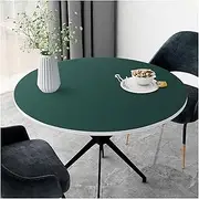 Leather Round Table Cloth Wipeable, Waterproof Faux Leather Tablecloths for Round Tables, Large Vinyl Round Table Protector Pad for Dining Room Table, Heat Proof Coffee Table Mat, (60 cm,Green)