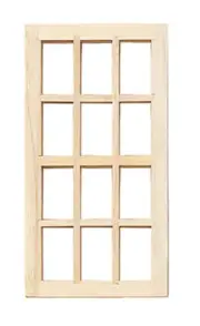 Dollhouse Miniature Standard 12 Light Window (#5024)-- 1:12 Scale