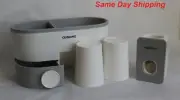2 Cups Automatic Toothpaste Dispenser Toothbrush Holder Wall Mount Shelf