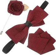 [SAFIGLE] Men Bow Tie and Pocket Formal Tuxedo Accessories with Lapel Pin Brooch for Weddings Business Events and Special Occasions Elegant Ensemble