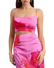 Good American Satin Draped Crop Top