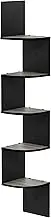 Furinno Rossi 5-Tier Radial Wall Mount Floating Corner Shelf, French Oak Grey/Black