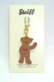 Steiff Brown Teddy Bear Felt Key Chain Clip Key Ring "Thank You For Your Visit!"