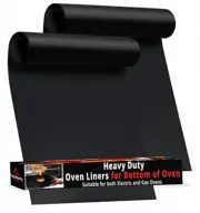 2 Pack Large Thick Heavy Duty Non Stick Teflon Oven Liners 25"L x 17"W Black