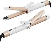 Lescolton 2 in 1 Travel Curling Flat Iron Multistyler Hair Straightener and Curler Dual Voltage Negative Ions Hair Care 100-230℃ Digital Display (White)
