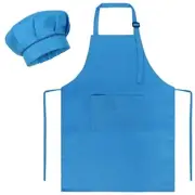Kids Apron and Hat Set Children Chef Apron for Cooking Baking Small Blue