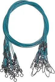 uxcell Fishing Wire Leader Line 125LB 21 Inch, 15Pcs Steel Heavy Saltwater Fishing Leader Line High Strength with Rolling Swivel and Snap, Blue